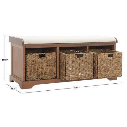 Banc de rangement SAFAVIEH Eola Gris/Blanc - 47 x 16,1 x 19,9 cm - 47 cm L x 16 cm P x 20 cm H