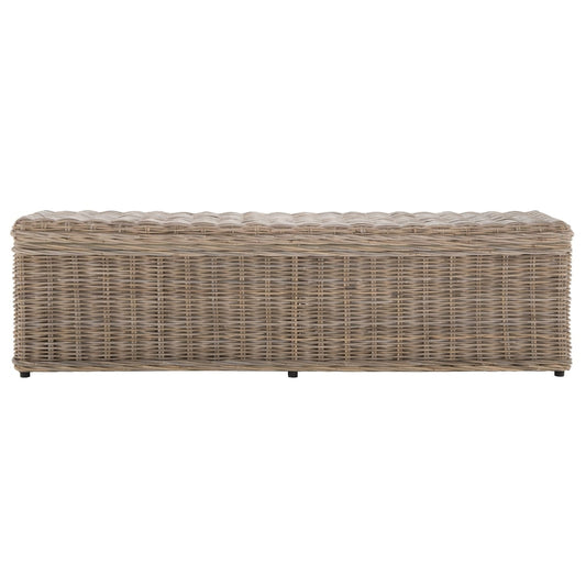 Coffre de rangement SAFAVIEH Marcelien en rotin naturel gris - 63 x 18,1 x 18,7 cm - 63 cm (L) x 18 cm (P) x 19 cm (H)