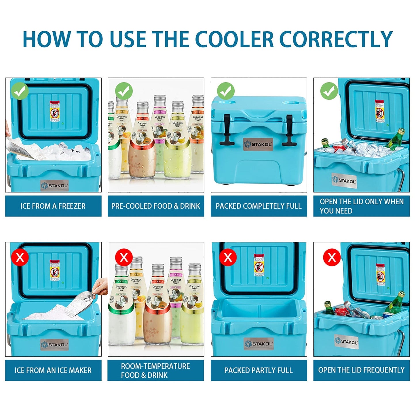 Glacière portable SKTAKOL 16 pintes (15 litres) étanche, capacité 24 canettes de glace - Voir les détails