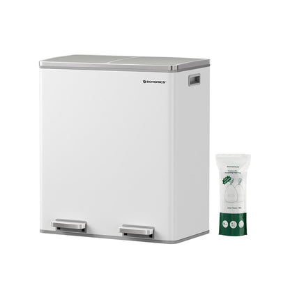 Poubelle double SONGMICS, 2 poubelles de 8 gallons, acier inoxydable