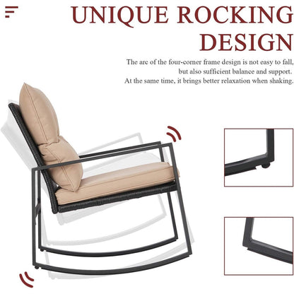 Ensemble bistro à bascule 3 pièces en métal noir SUNCROWN pour terrasse extérieure