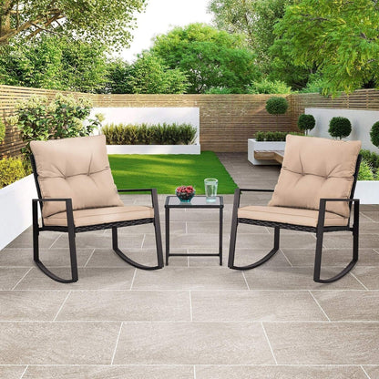 Ensemble bistro à bascule 3 pièces en métal noir SUNCROWN pour terrasse extérieure