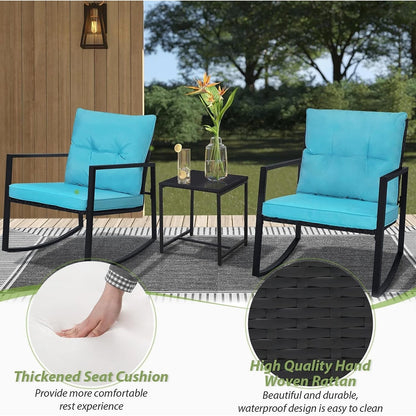 Ensemble bistro à bascule 3 pièces en métal noir SUNCROWN pour terrasse extérieure