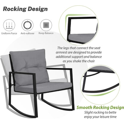 Ensemble bistro à bascule 3 pièces en métal noir SUNCROWN pour terrasse extérieure