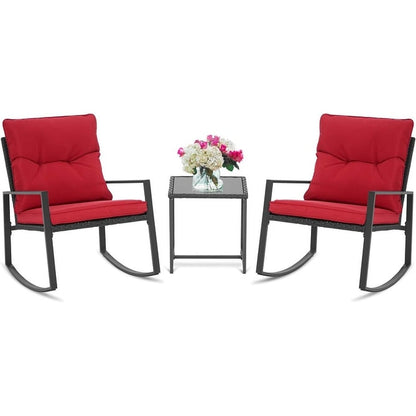 Ensemble bistro à bascule 3 pièces en métal noir SUNCROWN pour terrasse extérieure