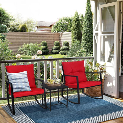 Ensemble bistro à bascule 3 pièces en métal noir SUNCROWN pour terrasse extérieure