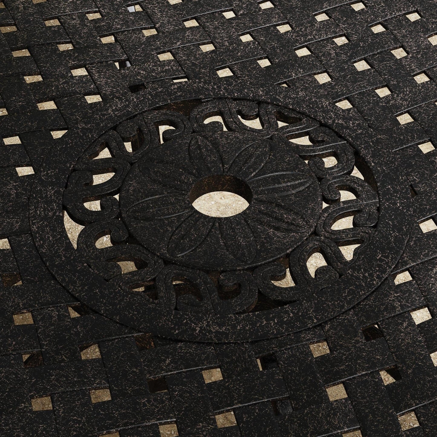 Ensemble de salle à manger d'extérieur 7 pièces Sanibel en aluminium bronze avec table ovale de 72 pouces et six fauteuils par Homestyles