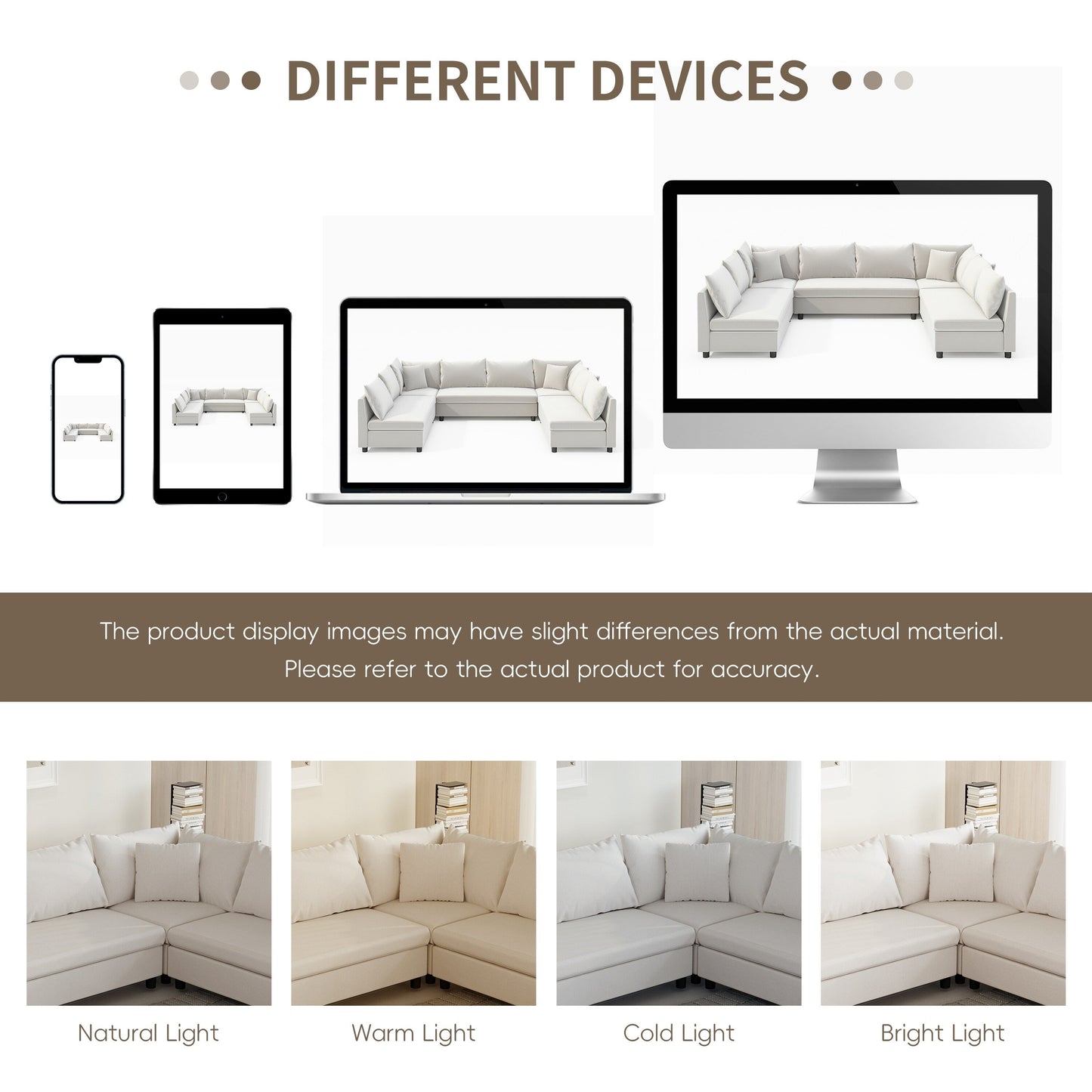 Canapé d'angle réversible en chenille en forme de U, combinaison libre, canapé convertible 8 places surdimensionné