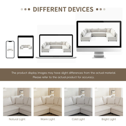 Canapé d'angle réversible en chenille en forme de U, combinaison libre, canapé convertible 8 places surdimensionné