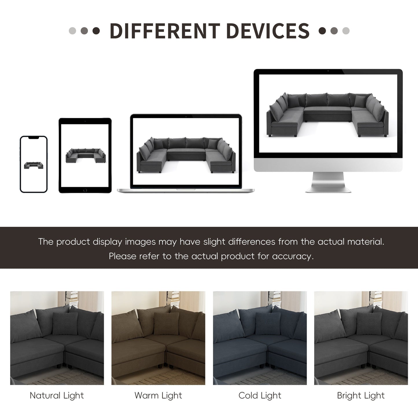 Canapé d'angle réversible en chenille en forme de U, combinaison libre, canapé convertible 8 places surdimensionné