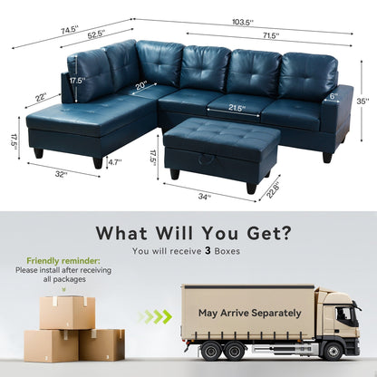 Ensemble de canapés 3 pièces en similicuir PU pour salon