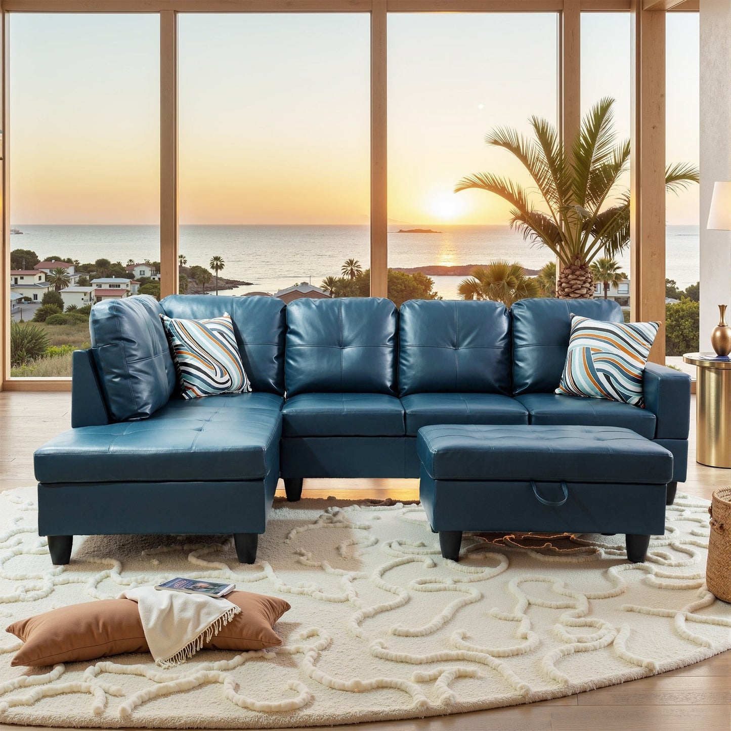 Ensemble de canapés 3 pièces en similicuir PU pour salon