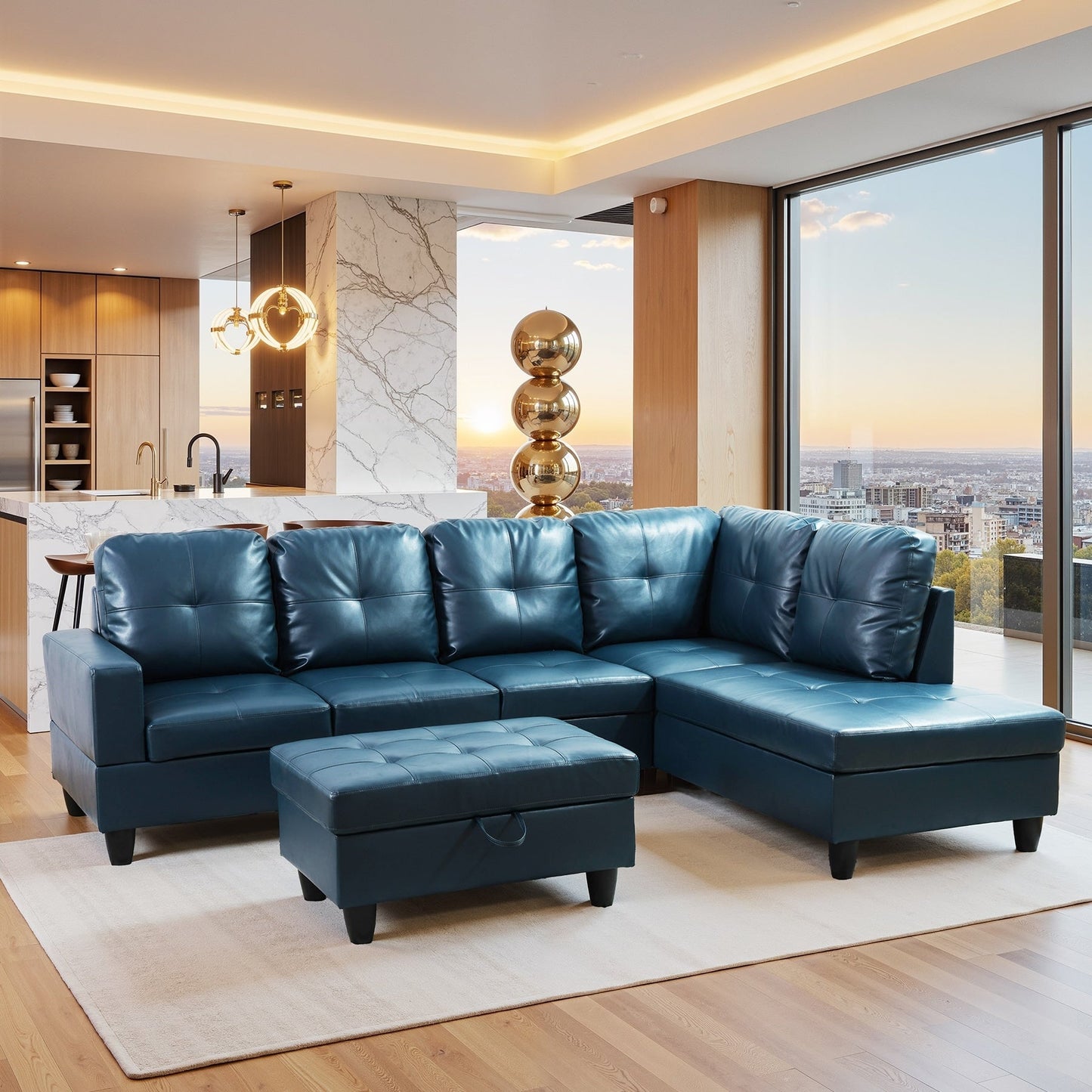 Ensemble de canapés 3 pièces en similicuir PU pour salon