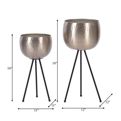 Ensemble de 2 jardinières robustes en fer forgé Sagebrook Home sur supports modernes - Transformez votre espace de vie en une oasis