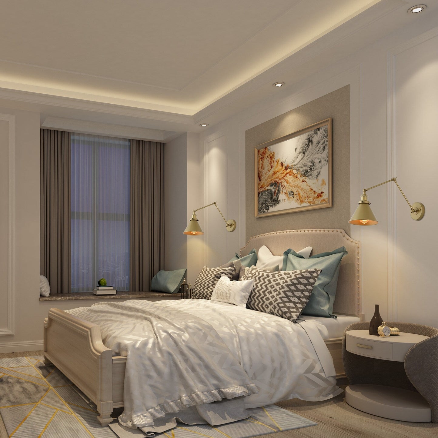 Lot de 2 appliques murales modernes à bras articulé, réglables et câblées