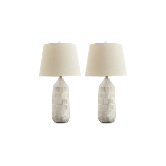 Lampe de table blanc cassé Signature Design by Ashley Willport (lot de 2) - 14 cm (L) x 14 cm (P) x 27 cm (H)