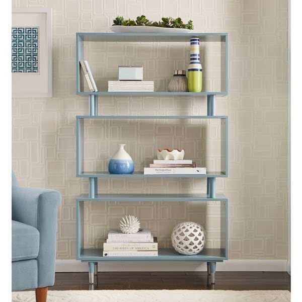 Bibliothèque à 3 niveaux Simple Living Margo, style moderne du milieu du siècle - 151 cm (H) x 91 cm (L) x 30 cm (P)
