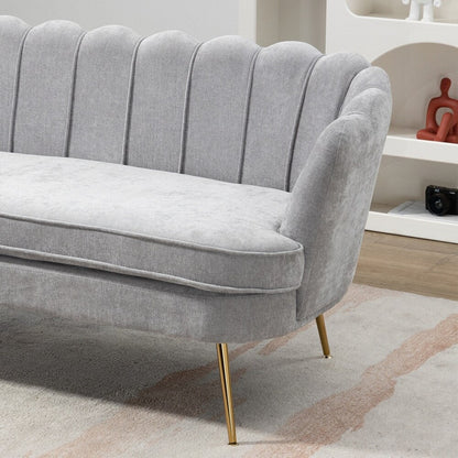 Petit canapé deux places avec pieds en métal doré - 2 places