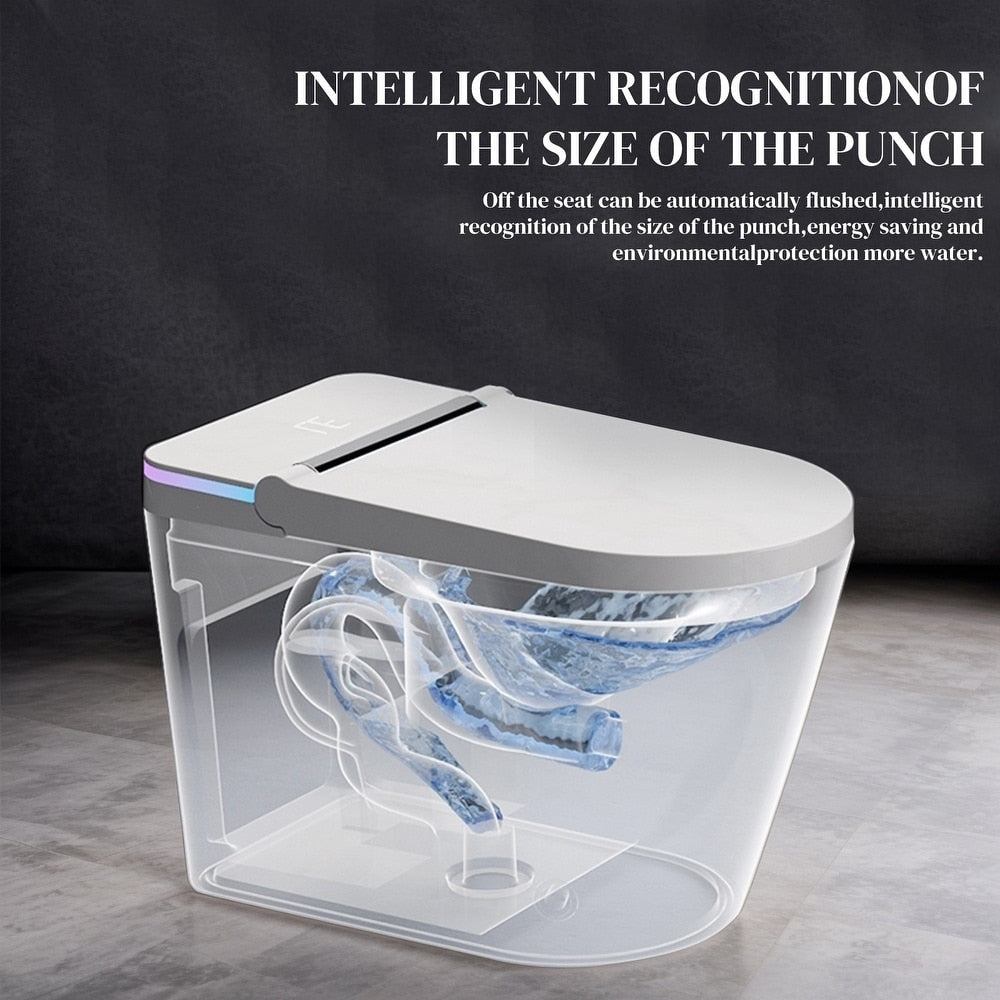 Toilettes intelligentes, WC bidet monobloc pour salles de bains, WC allongé moderne avec eau chaude, double chasse d'eau automatique, activation par capteur de pied