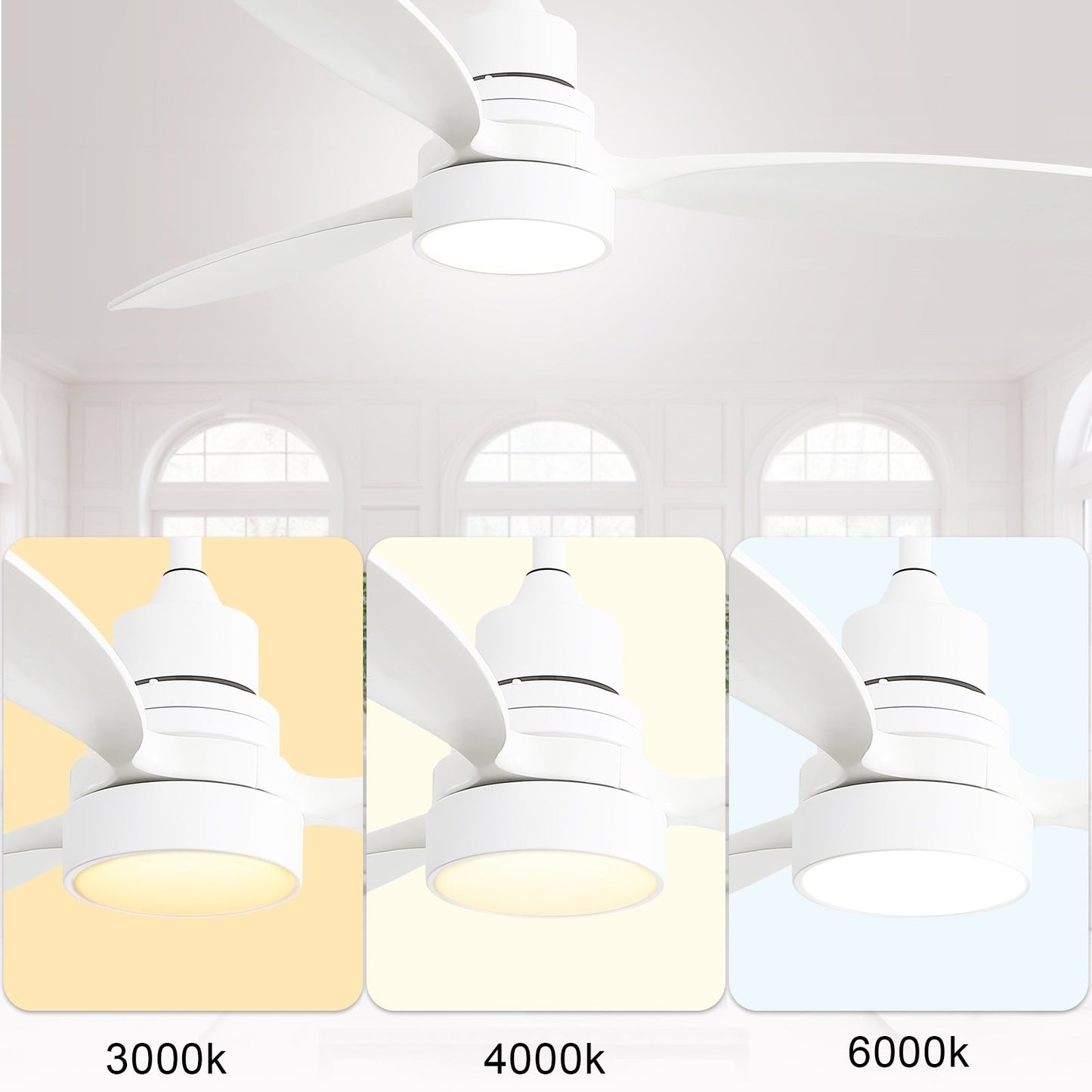 Ventilateur de plafond d'intérieur Sofucor 52 en bois avec éclairage intégré et télécommande (en option).
