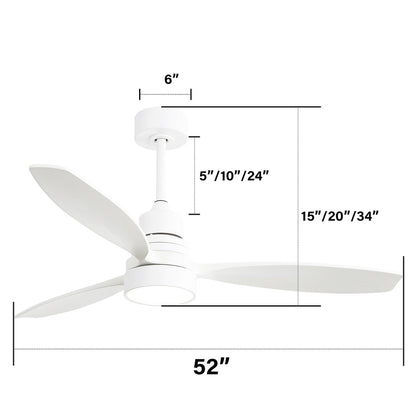 Ventilateur de plafond d'intérieur Sofucor 52 en bois avec éclairage intégré et télécommande (en option).