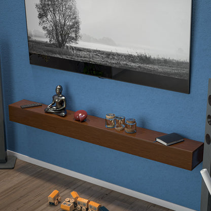 Cheminée murale en pin massif avec étagère flottante