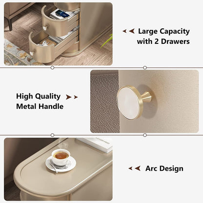 Table d'appoint en bois massif, table d'appoint étroite à deux tiroirs