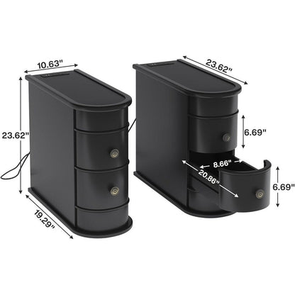 Table d'appoint en bois massif, table d'appoint étroite à deux tiroirs