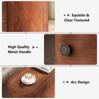 Table d'appoint en bois massif, table d'appoint étroite à deux tiroirs