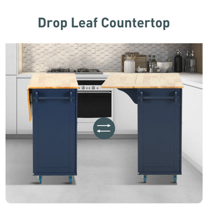 Chariot de cuisine Sophia &amp; William avec plateau rabattable en bois d'hévéa, chariot de cuisine roulant avec grand meuble de rangement