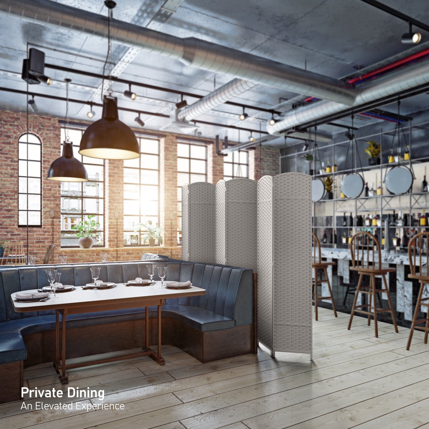 Paravent Sorbus à 6 panneaux, cloison de séparation haute et extra large, à double charnière, en maille tissée à la main, pliable - 1,83 m