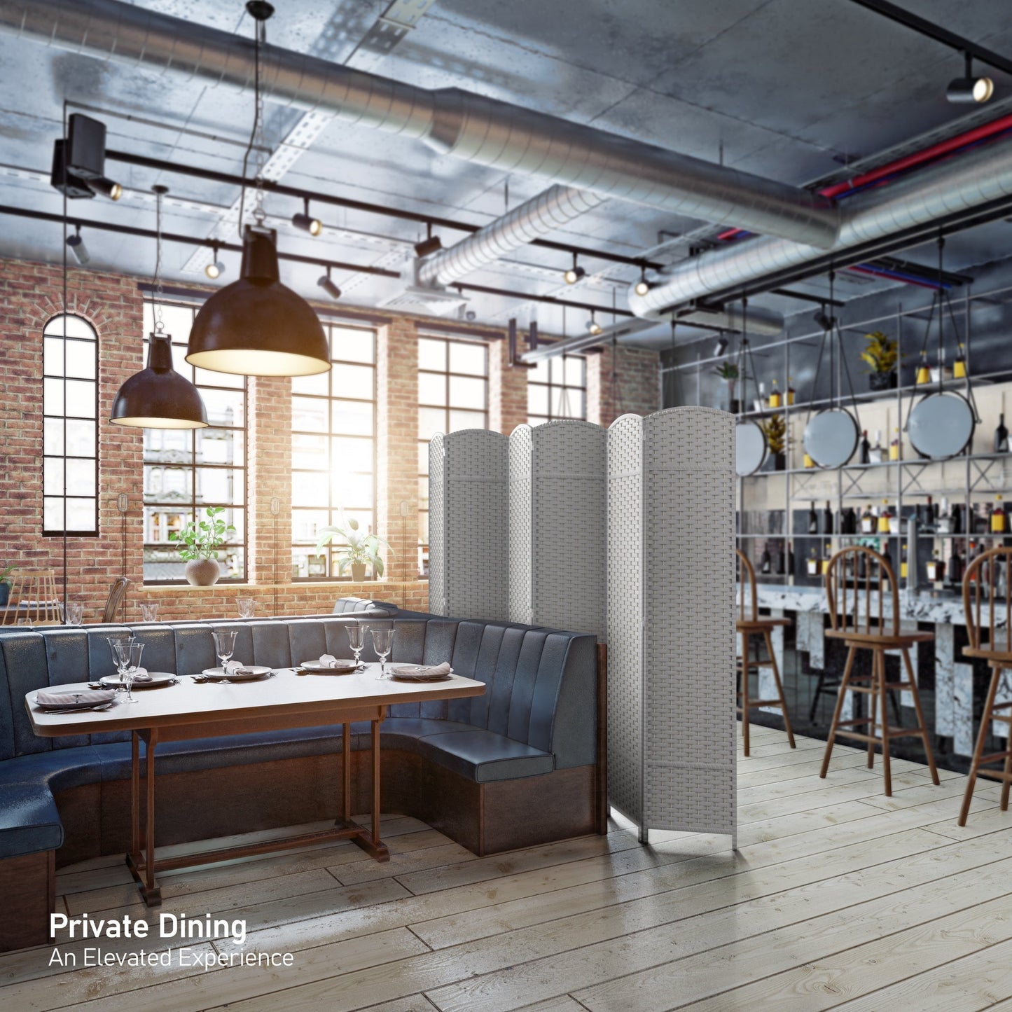 Paravent Sorbus à 6 panneaux, cloison de séparation haute et extra large, à double charnière, en maille tissée à la main, pliable - 1,83 m