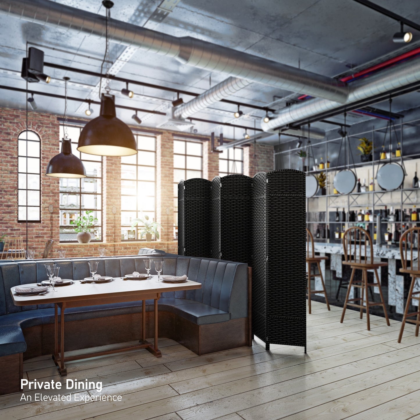 Paravent Sorbus à 6 panneaux, cloison de séparation haute et extra large, à double charnière, en maille tissée à la main, pliable - 1,83 m