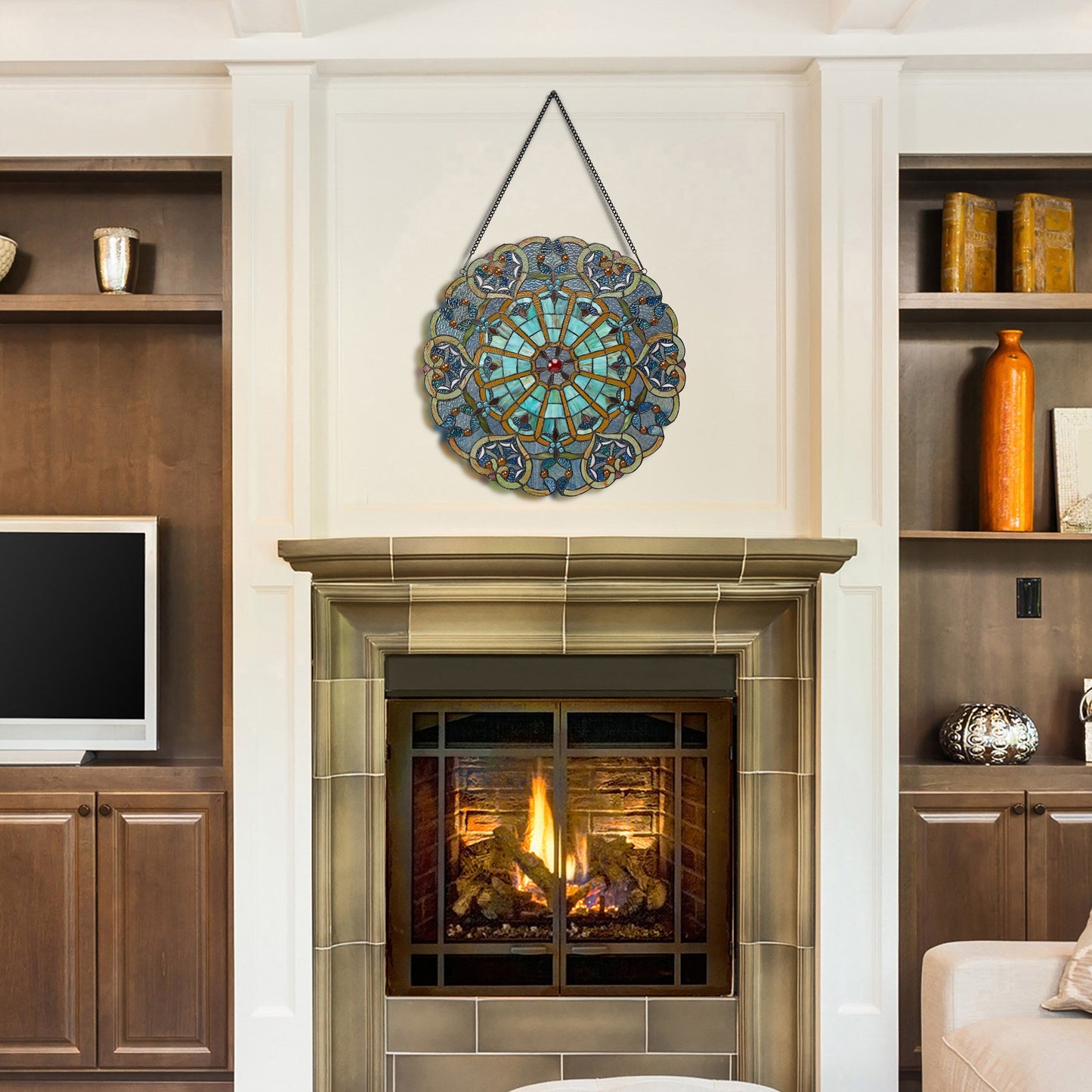 Panneau de vitrail victorien de 22 pouces de haut par River of Goods