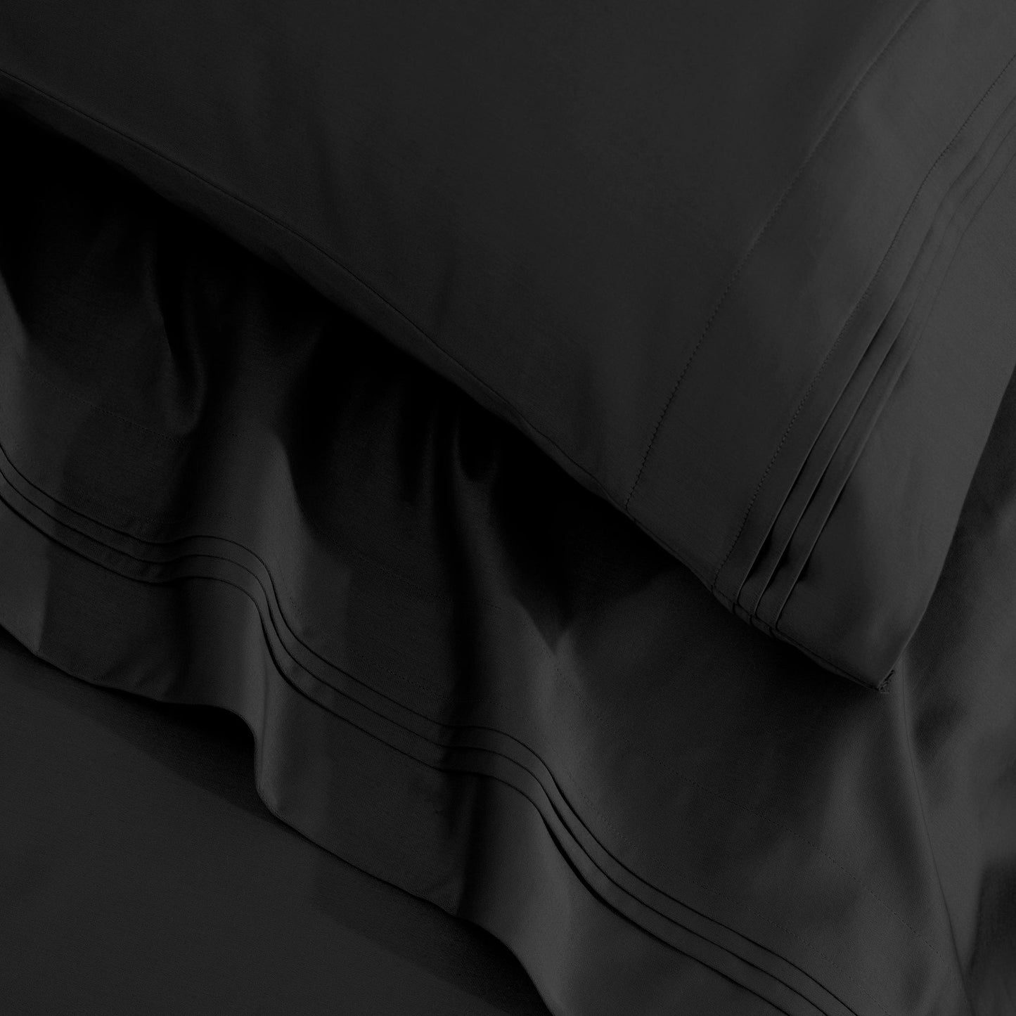 Ensemble de draps unis en coton égyptien de qualité supérieure, 1500 fils, poches profondes