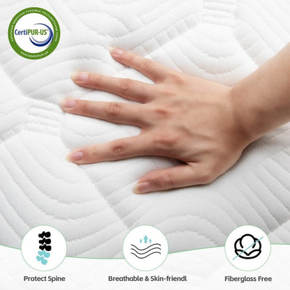 Matelas hybride SweDrea de 30 cm (12 po) en mousse à mémoire de forme moelleuse infusée de gel, rafraîchissant et respirant, certifié CertiPUR-US, SGS et OEKO-TEX®.