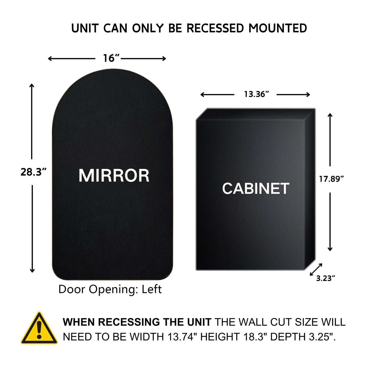 Armoire à pharmacie encastrée TEHOME Aristes avec miroir et étagères réglables