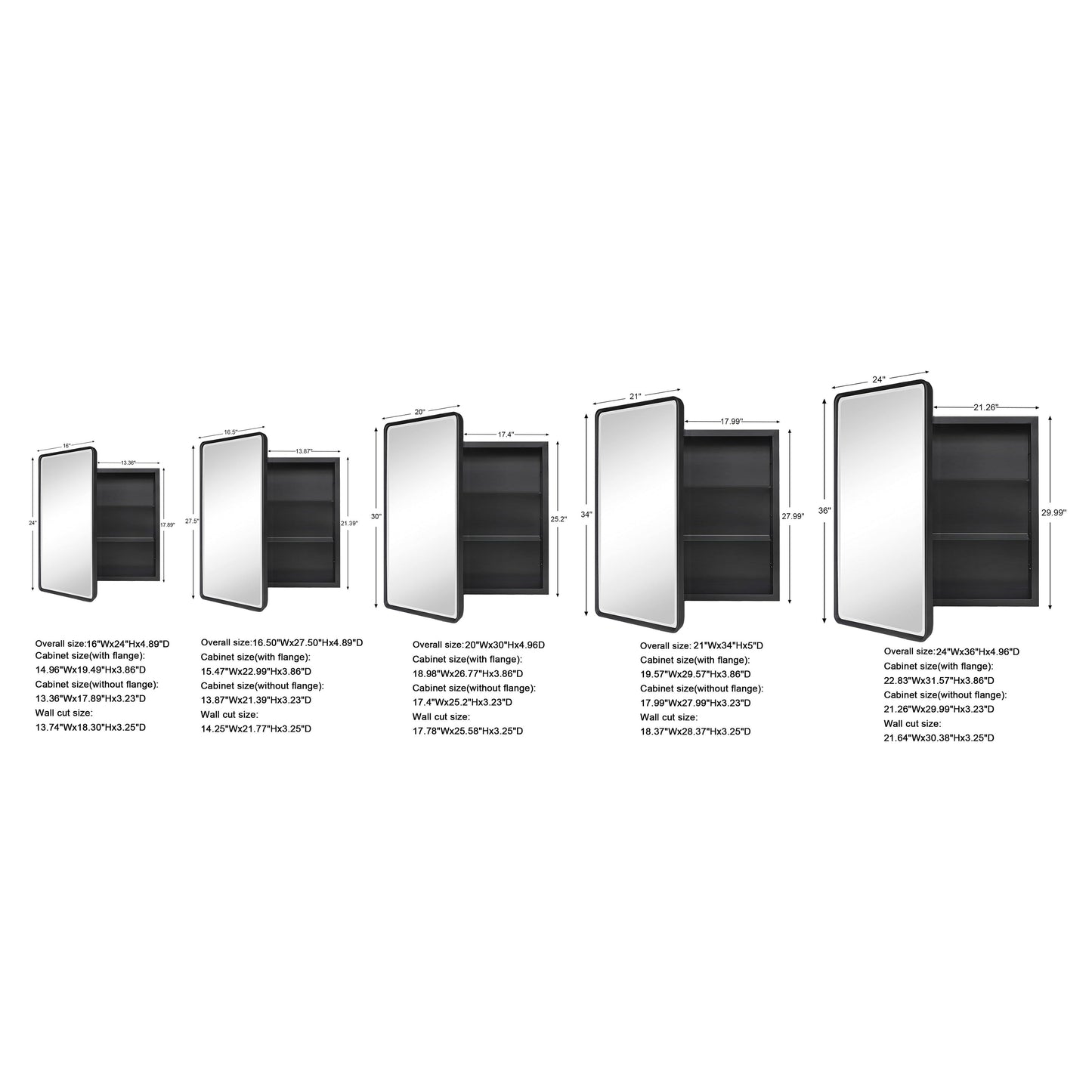 Armoires à pharmacie encastrées en métal style ferme TEHOME avec miroir