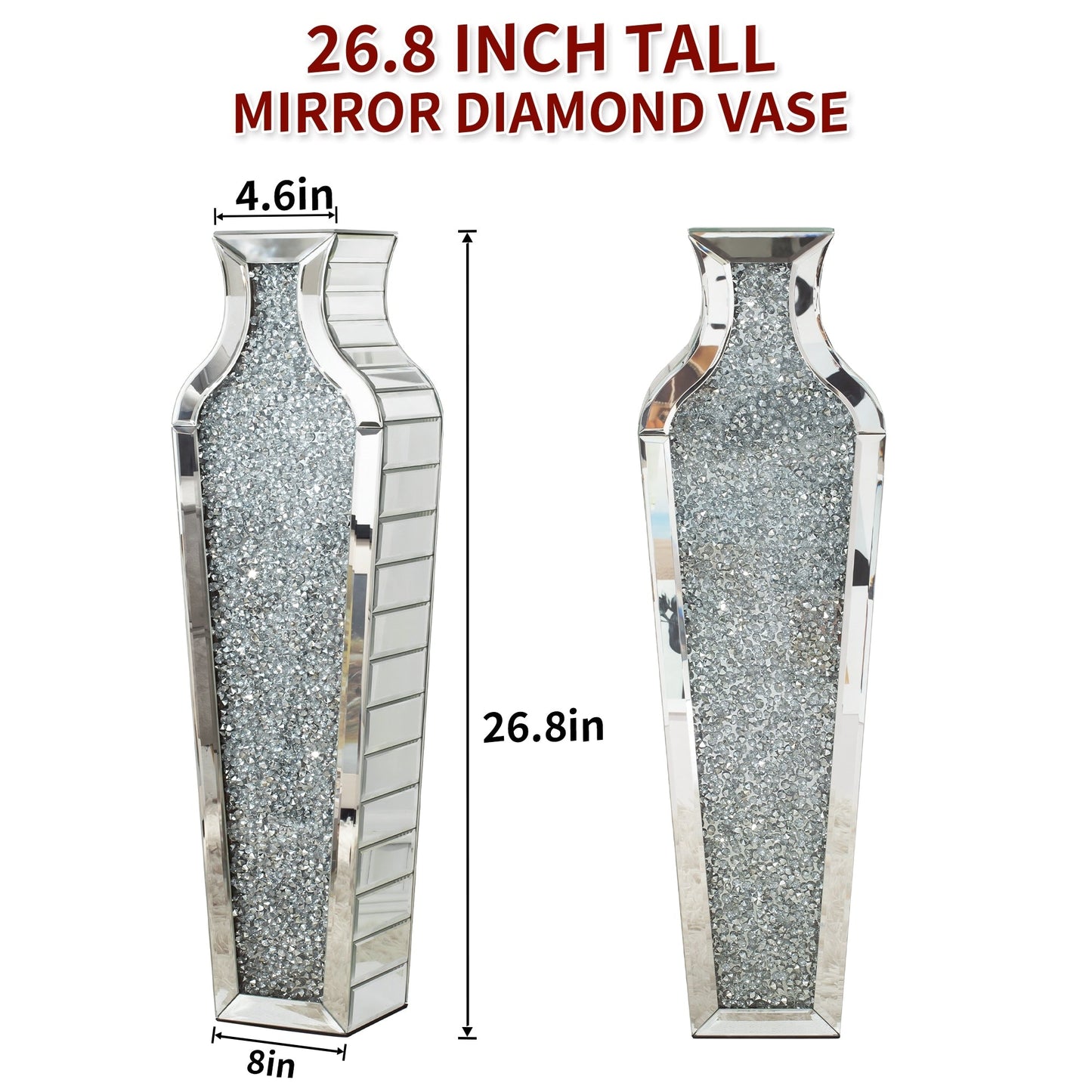 Grand vase de sol en diamants broyés