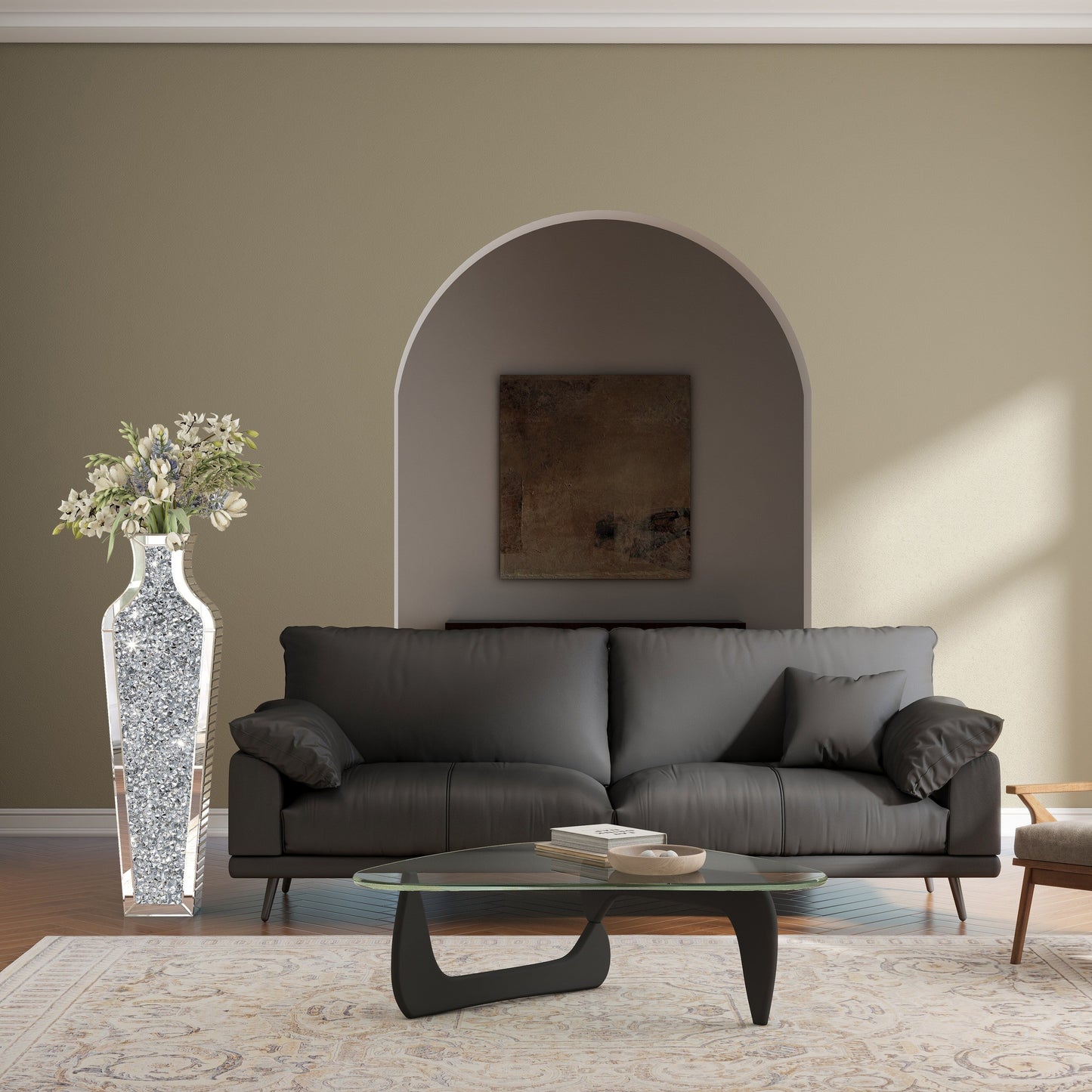 Grand vase de sol en diamants broyés