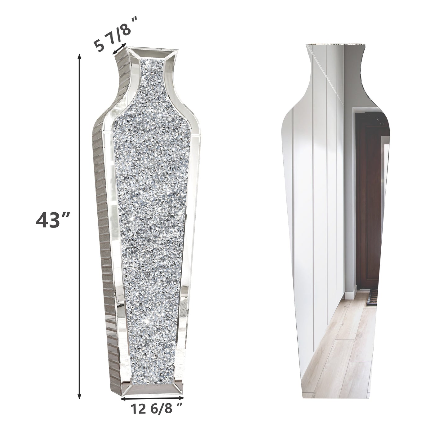 Grand vase de sol en diamants broyés