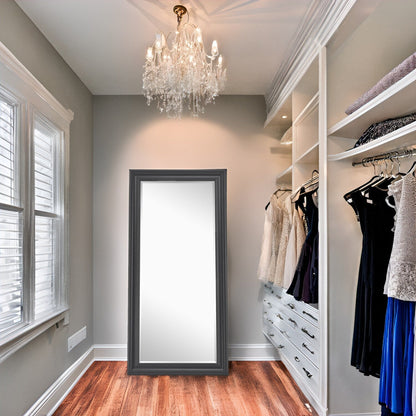 Miroir haut, miroir surdimensionné, cadre lisse en imitation bois, miroir rectangulaire mural