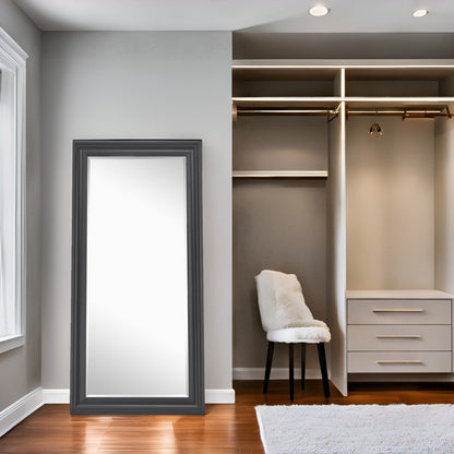 Miroir haut, miroir surdimensionné, cadre lisse en imitation bois, miroir rectangulaire mural