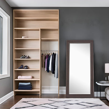 Miroir haut, miroir surdimensionné, cadre lisse en imitation bois, miroir rectangulaire mural