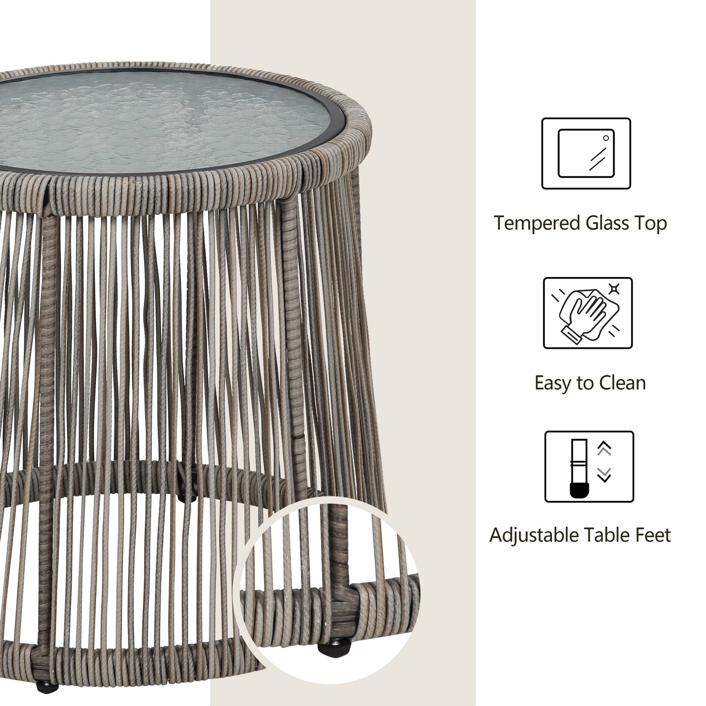 Ensemble bistro de conversation en résine tressée 3 pièces pour extérieur, ensemble de chaises de patio en rotin résistant aux intempéries avec coussins