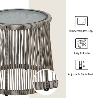 Ensemble bistro de conversation en résine tressée 3 pièces pour extérieur, ensemble de chaises de patio en rotin résistant aux intempéries avec coussins