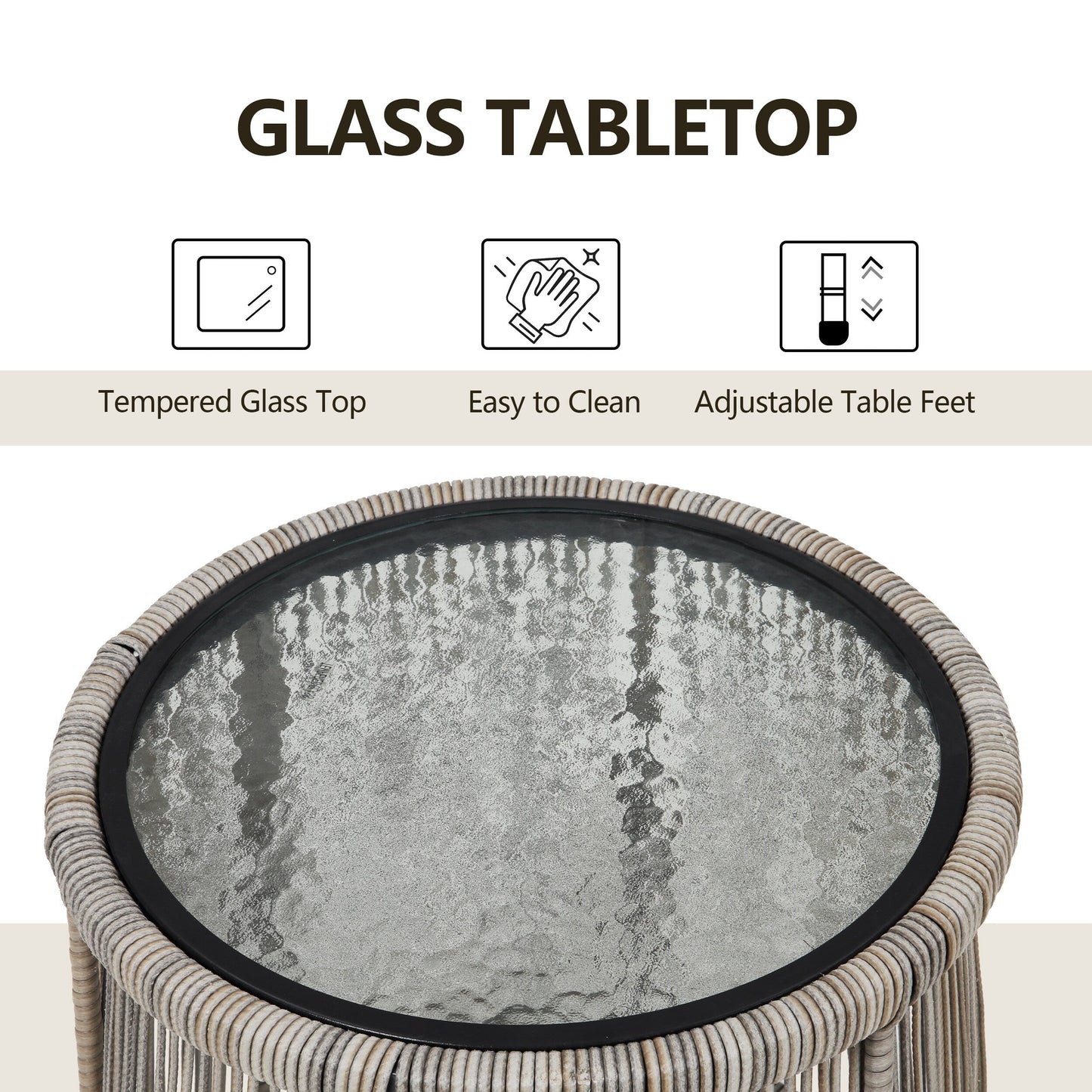 Ensemble bistro de conversation en résine tressée 3 pièces pour extérieur, ensemble de chaises de patio en rotin résistant aux intempéries avec coussins