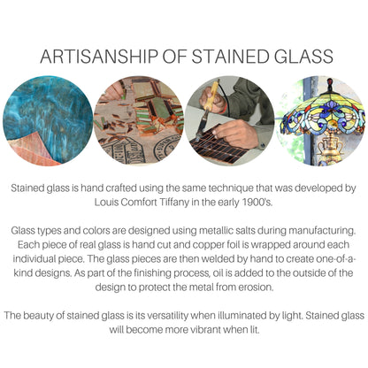 Ventilateur de plafond Halston style Tiffany en vitrail - Épice - 52L x 52l x 19H