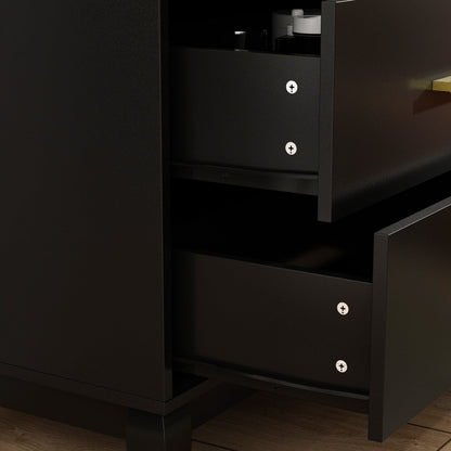 Commode double Timechee à 6 tiroirs, 120 cm de large, pieds en bois massif, finition laquée.