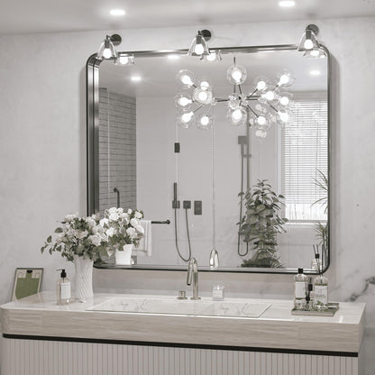 Miroir mural de salle de bain moderne à cadre en métal TokeShimi